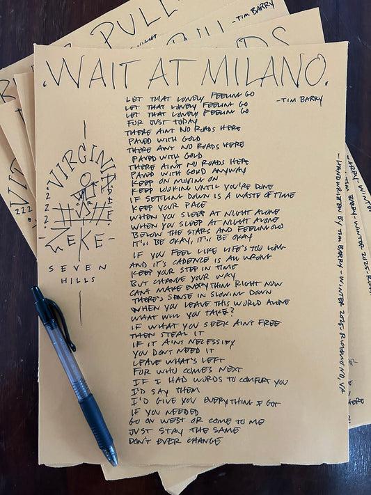 Tim Barry Handwritten Lyrics